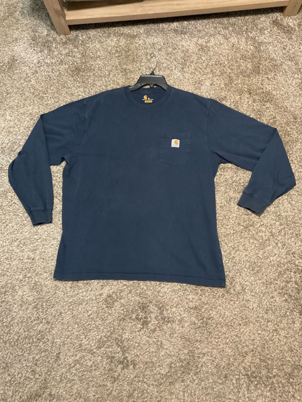 Carhartt Men’s Classic Long-Sleeve Pocket Crew Washed Out Navy XL